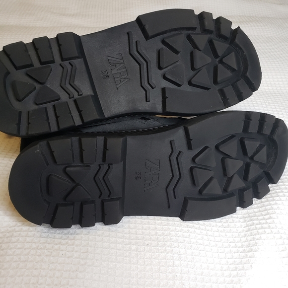 Zara Boys 5.5 - 6.5 38 EUR  Navy Blue Leather Rubber Water Resistant Boots - Picture 4 of 6